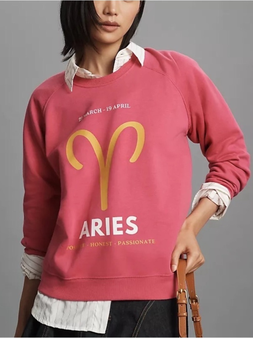 Anthropologie By Cathrine O’Sullivan Zodiac Aries Sweatshirt Pink S
